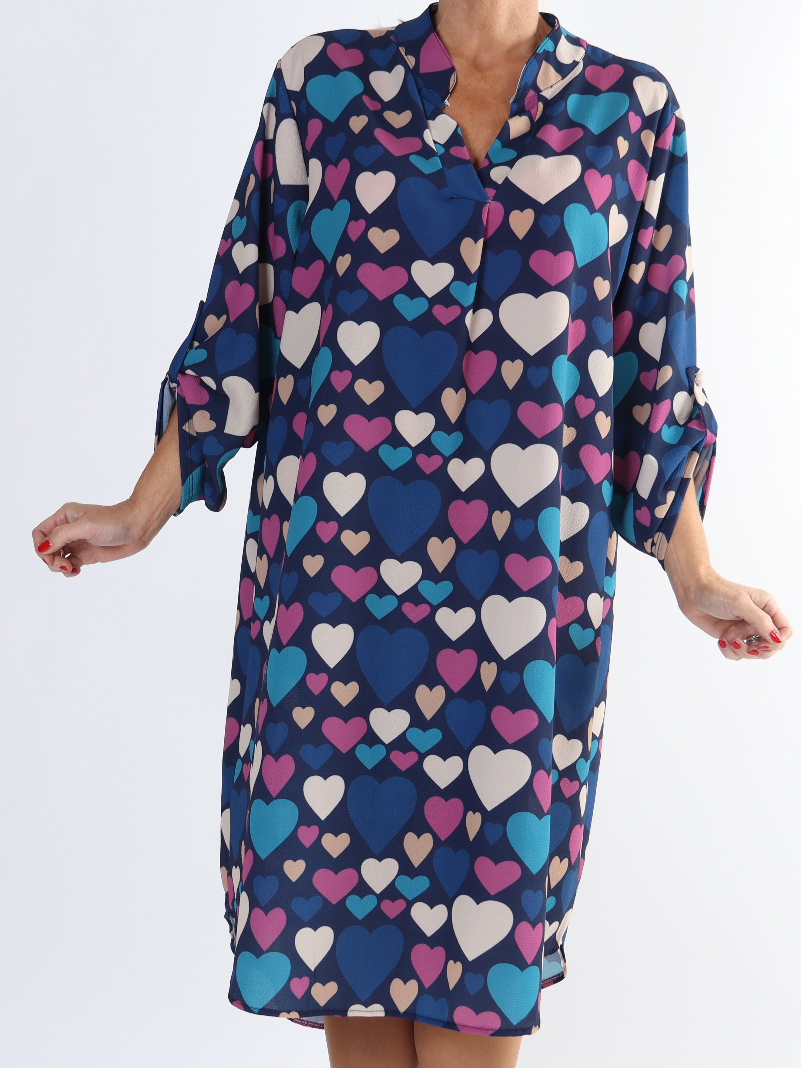 Vanesa Heart Long - Plus size kjole med hjerte mønster